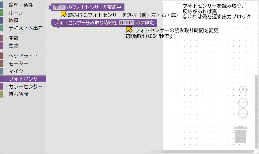 ブロック一覧：フォトセンサー